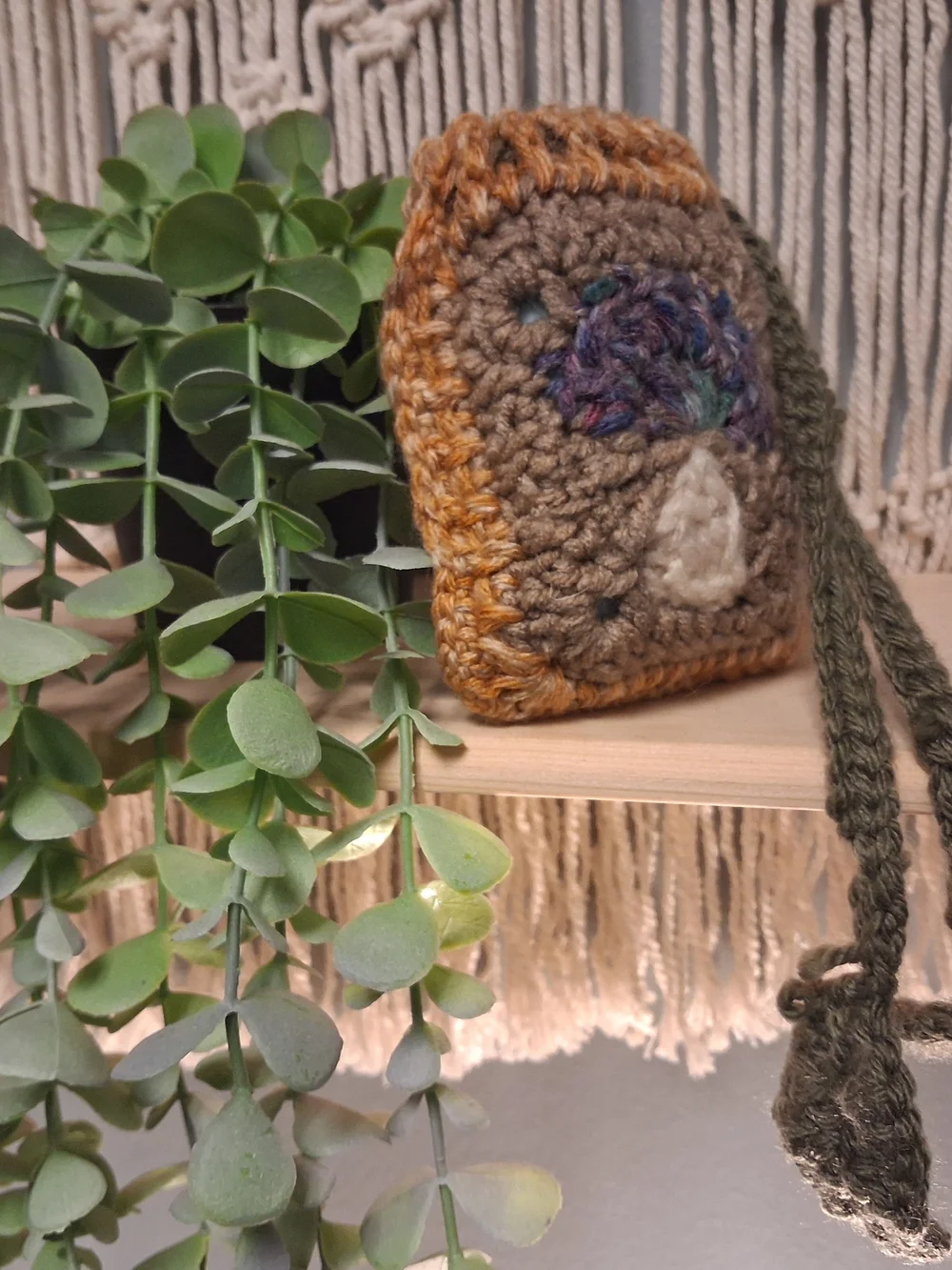 Crochet Mushroom Drawstring Pouch | Mini Earbud Bag | Handmade Cottagecore